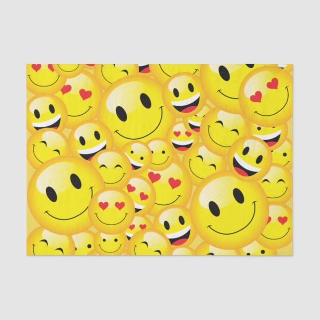 Papel De Seda Cute Emoticon Happy Emoji Kids Party Paper (Frente )