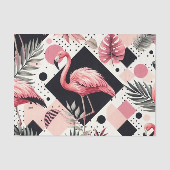 Papel De Seda Cute Flamingo Geométrico (Frente )