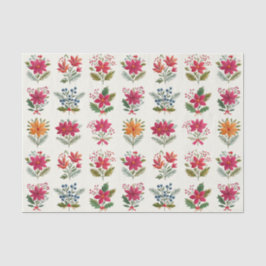 Papel De Seda Cute Floral Folk Christmas