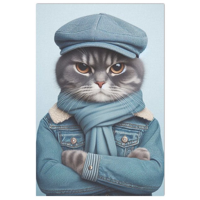 Papel De Seda Cute grumpy gray tiger cat (Criador carregado)
