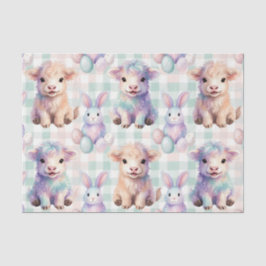 Papel De Seda Cute Highland Cow Easter Eggs Pastel