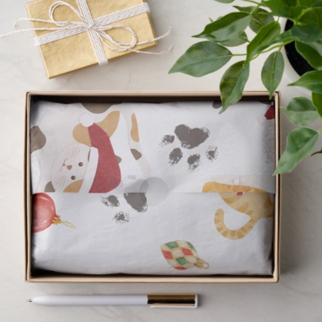 Papel De Seda Cute Holiday Cat Pattern (Presente)