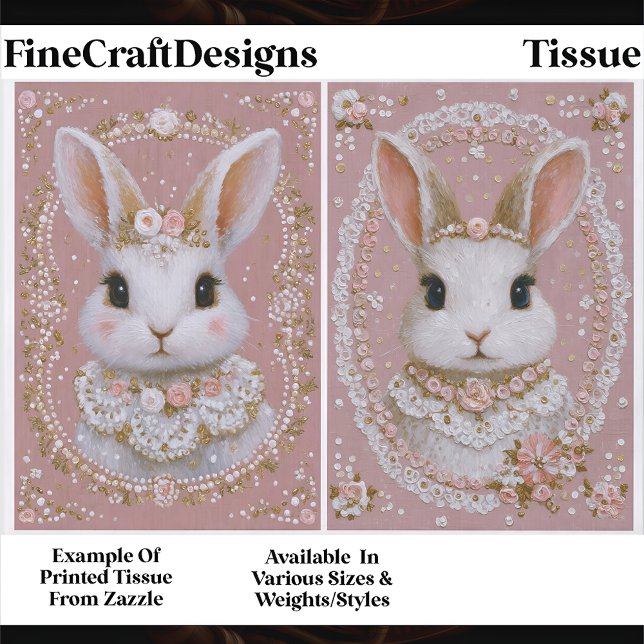 Papel De Seda Cute Pastel Shabby Chic Bunny Pair EW8 Decoupage (Criador carregado)