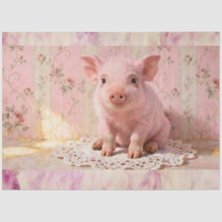 Papel De Seda Cute piglet at the farmhouse in pink