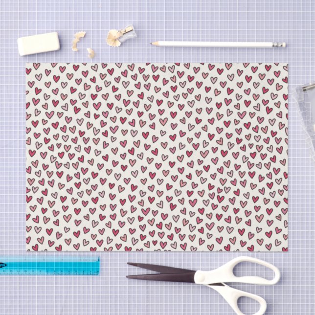 Papel De Seda Cute Pink Little Hearts Tissue Paper (Arte )