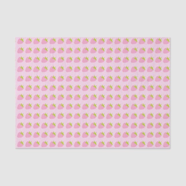 Papel De Seda Cute Pink Strawberries Pattern (Frente )