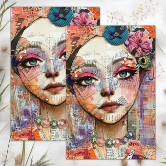 PAPEL DE SEDA CUTE QUIRKY BOHO GIRL DECOUPAGE