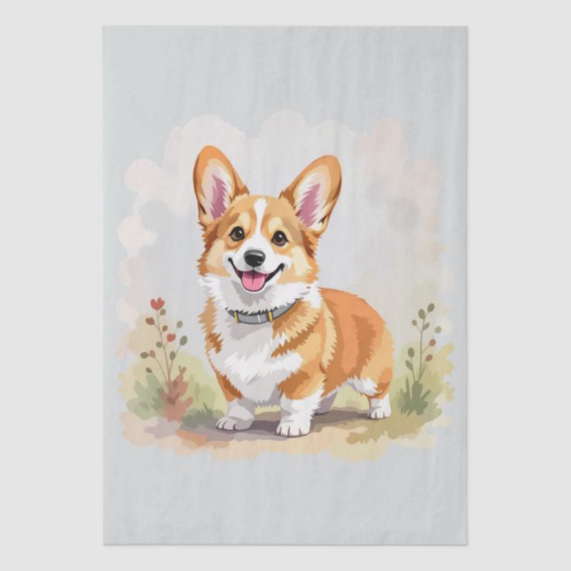 Papel De Seda Cute Red Pembroke Welsh Corgi Dog (Frente )