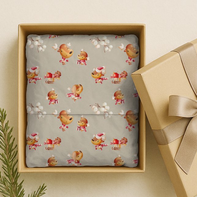 Papel De Seda Cute Reindeer Holiday (Criador carregado)