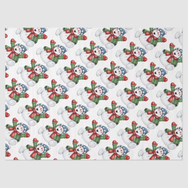 Papel De Seda Cute Snowmen (Frente )