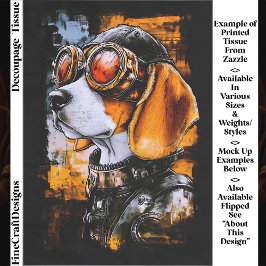 Papel De Seda Cute Steampunk Beagle Dog Aviator EZ1L Decoupage