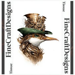 Papel De Seda Cute Steampunk Bird Gears Cogs Hat Decoupage R 140