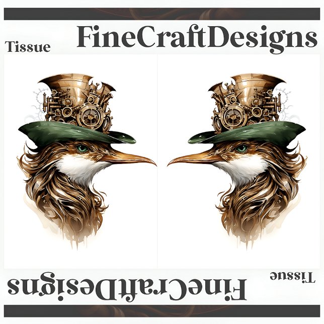 Papel De Seda Cute Steampunk Bird Gears Cogs Hat Decoupage RL140 (Criador carregado)