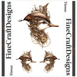 Papel De Seda Cute Steampunk Duck Gears Cogs Hat Decoupage R 139