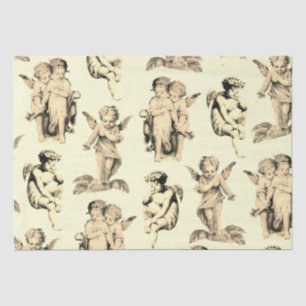 Papel De Seda Cute Vintage Beige Baby Cherub Angels