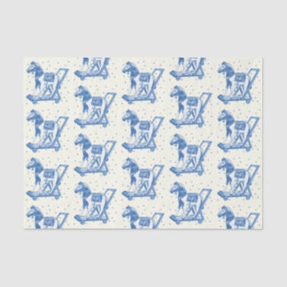 Papel De Seda Cute Vintage Blue Hobby Horse Pattern