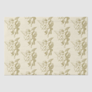 Papel De Seda Cute Vintage Dourado Beige Cupid Angel
