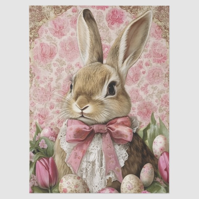 Papel De Seda Cute Vintage Easter Bunny Decoupage (Frente )