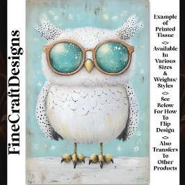 Papel De Seda Cute Whimsy Steampunk Coruja Branca BT6 Decoupagem