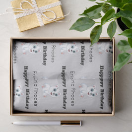 Papel De Seda Cute white polar bear on gray birthday