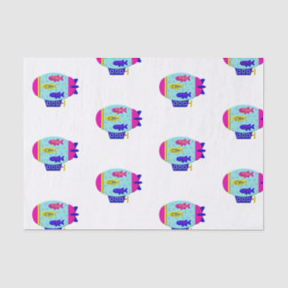 Papel De Seda Cute Zebra Fish in a Zeppelin