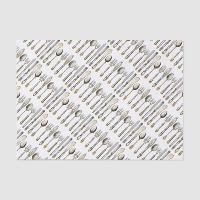 Papel De Seda Cutelaria da cozinha da colher da forquilha da (Frente )