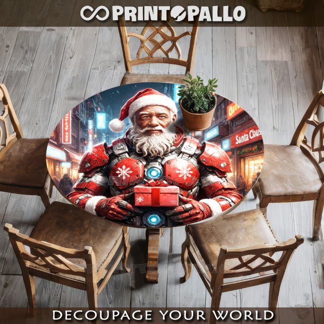 Papel De Seda Cyborg Black Santa Claus em armadura de Natal (Criador carregado)