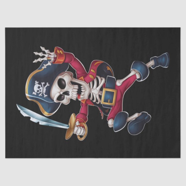 Papel De Seda Dabbing Skeleton Pirate Halloween Kids Jolly Roger (Frente )