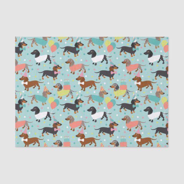 Papel De Seda Dachshund Birthday (Frente )