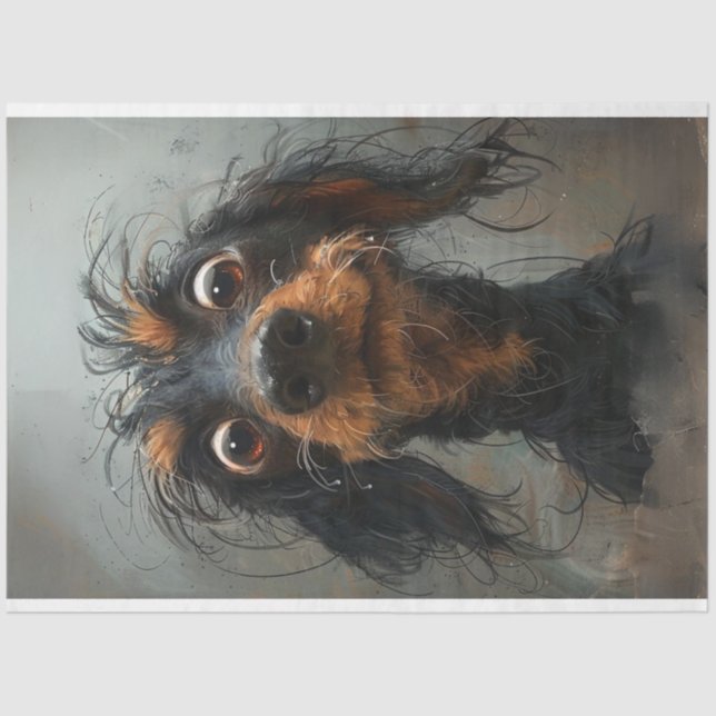 Papel De Seda Dachshund Blinky Dog Decoupage (Frente )