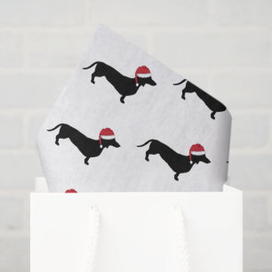 Papel De Seda Dachshund com um chapéu de Papai Noel Natal
