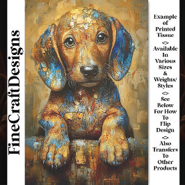 Papel De Seda Dachshund Dog Puppy Oil Portrait BV1 Decoupage