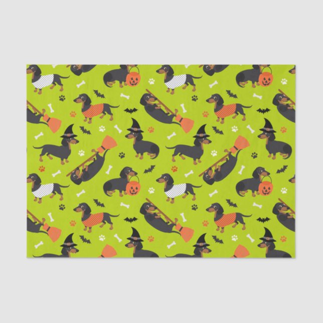 Papel De Seda Dachshund Halloween (Frente )