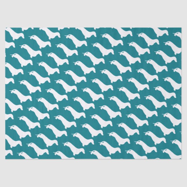 Papel De Seda Dachshund silhout White + suas ideias (Frente )