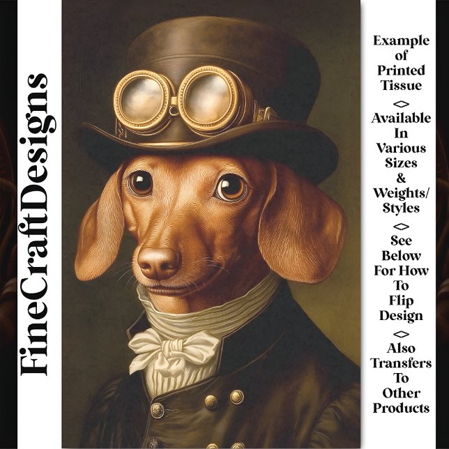 Papel De Seda Dachshund Steampunk Vitoriano Cachorro BF5 Decoupa (Criador carregado)