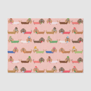 Papel De Seda Dachshunds no rosa