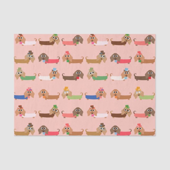 Papel De Seda Dachshunds no rosa (Frente )