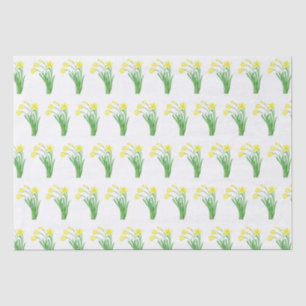 Papel De Seda Daffodils Watercolor Amarelo Primavera
