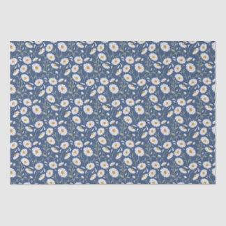 Papel De Seda Daisies (Royal Blue) - Padrão Floral de Aquarela