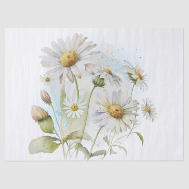 Papel De Seda Daisy Flower Watercolor (Frente )