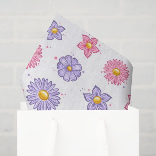 Papel De Seda Daisy Flowers  (Sacola de presentes)