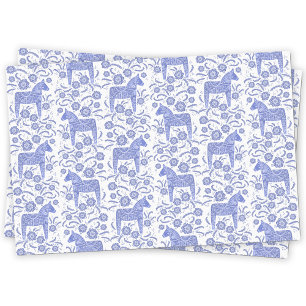 Papel De Seda Dala Horse Blue e White