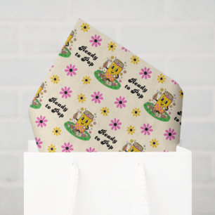 Papel De Seda Dália Rosa Amarela Groovy Moderna Pronta para Desa