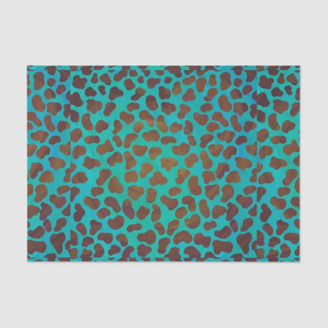 Papel De Seda Dalmaciano Brown e Teal Impressão (Frente )