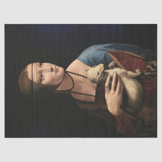 Papel De Seda Dama de um Ermine Leonardo da Vinci (Frente )