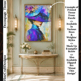 Papel De Seda Dama Elegante Moderna com Chapéu, Decoupage FR1R R