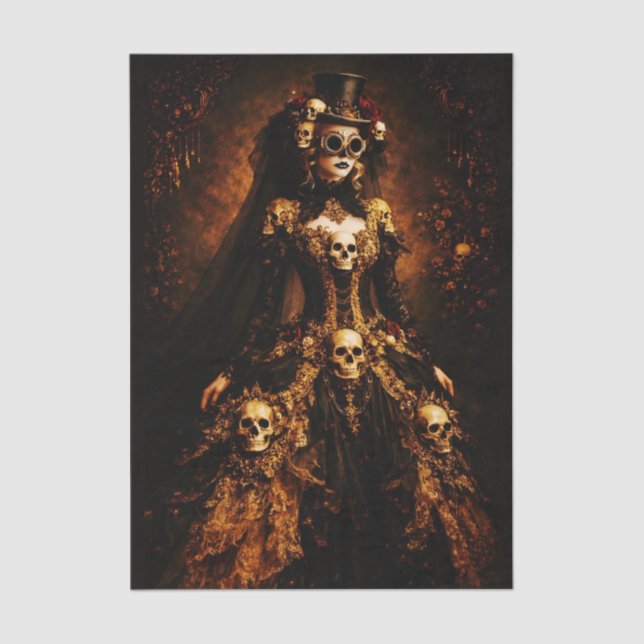 Papel De Seda Dama Gótica Steampunk, Decoupage FJ3R de Vestido c (Frente )