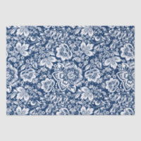 Damasco branco de vintagem sobre fundo azul-marinh