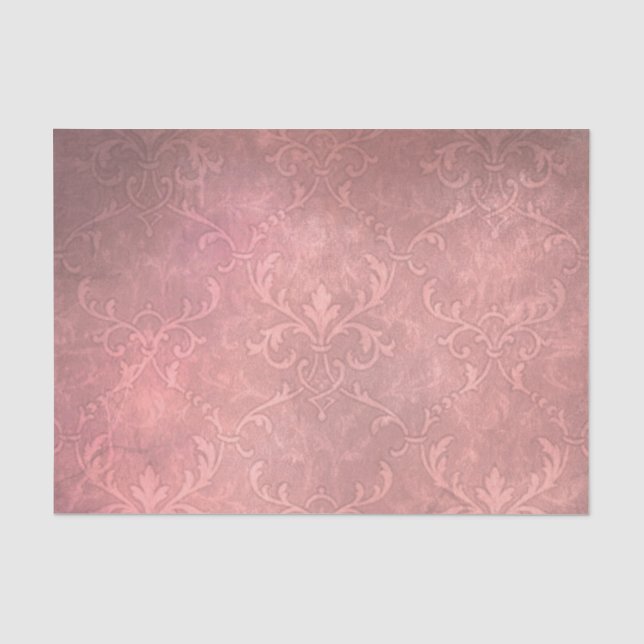 Papel De Seda Damasco cor-de-rosa com enxerto (Frente )