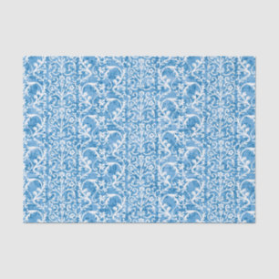 Papel De Seda Damasco do azul do inverno